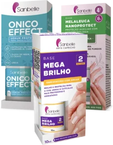 Kit Protetor "Xô Micose" - Base Melaleuca + Base Mega Brilho + Sérum Onicoeffect